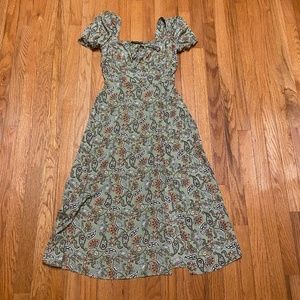 Hesperus Woman’s  MIDI Green Paisley Dress sz Small